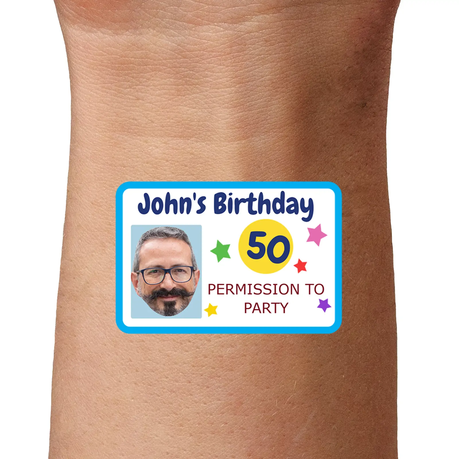 ID Card Blue Birthday temporary tattoo