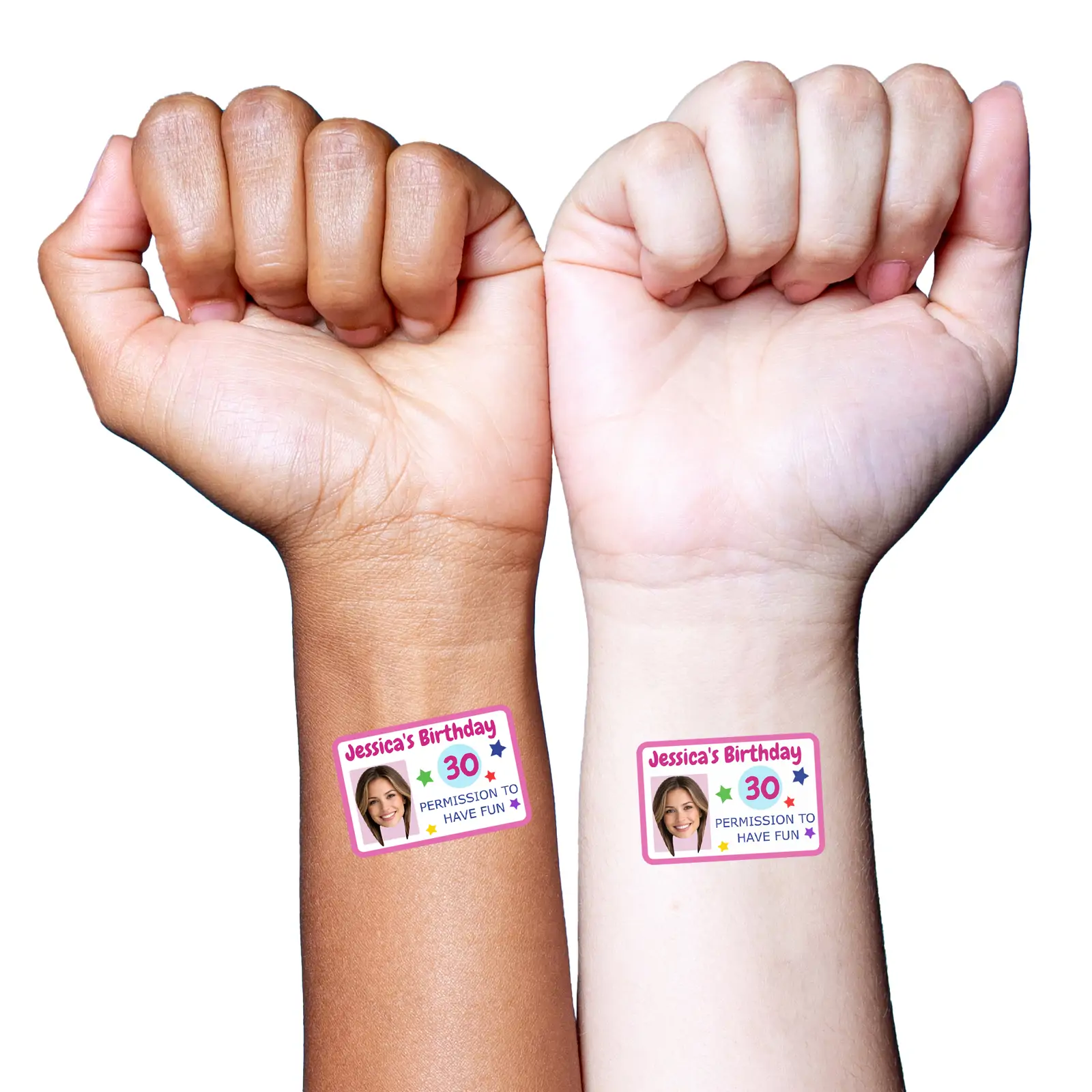 ID Card Pink Birthday temporary tattoo