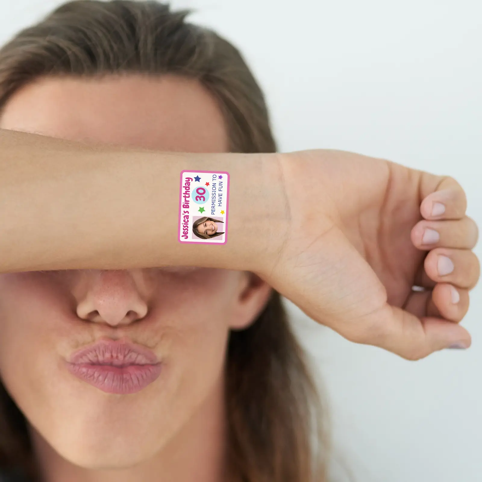 ID Card Pink Birthday temporary tattoo