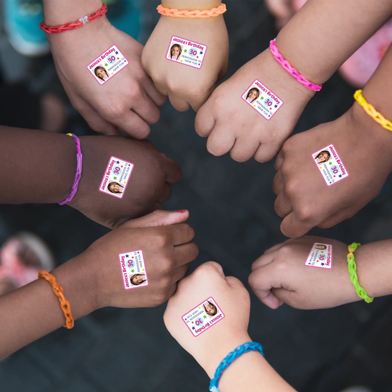 ID Card Pink Birthday temporary tattoo