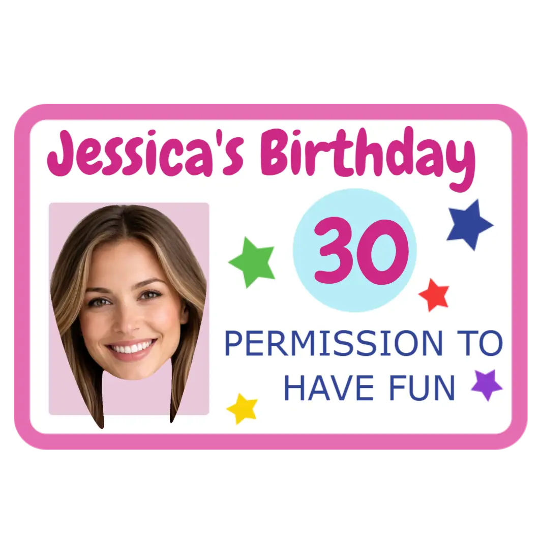 ID Card Pink Birthday temporary tattoo