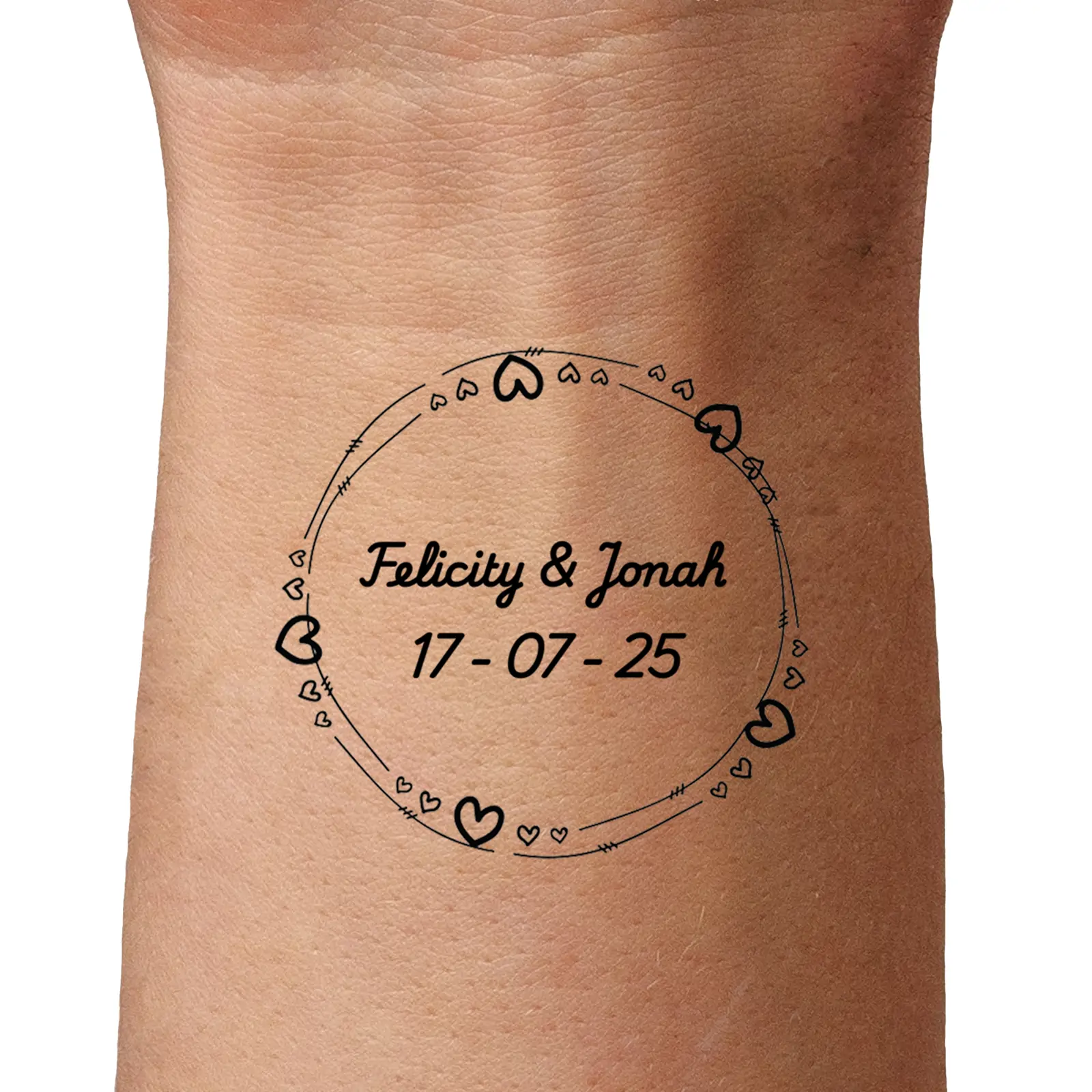 Doodle Heart Border temporary tattoo