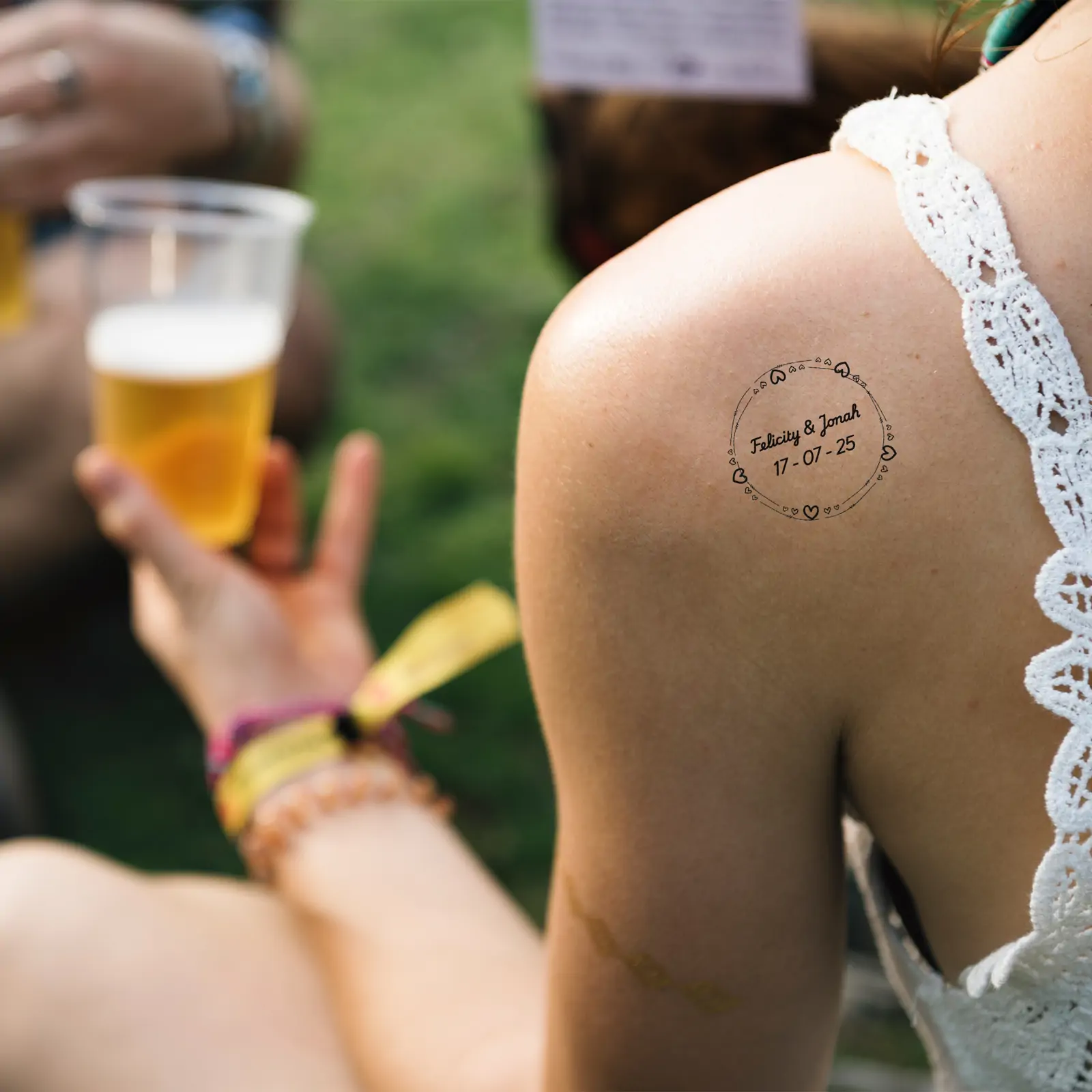 Doodle Heart Border temporary tattoo