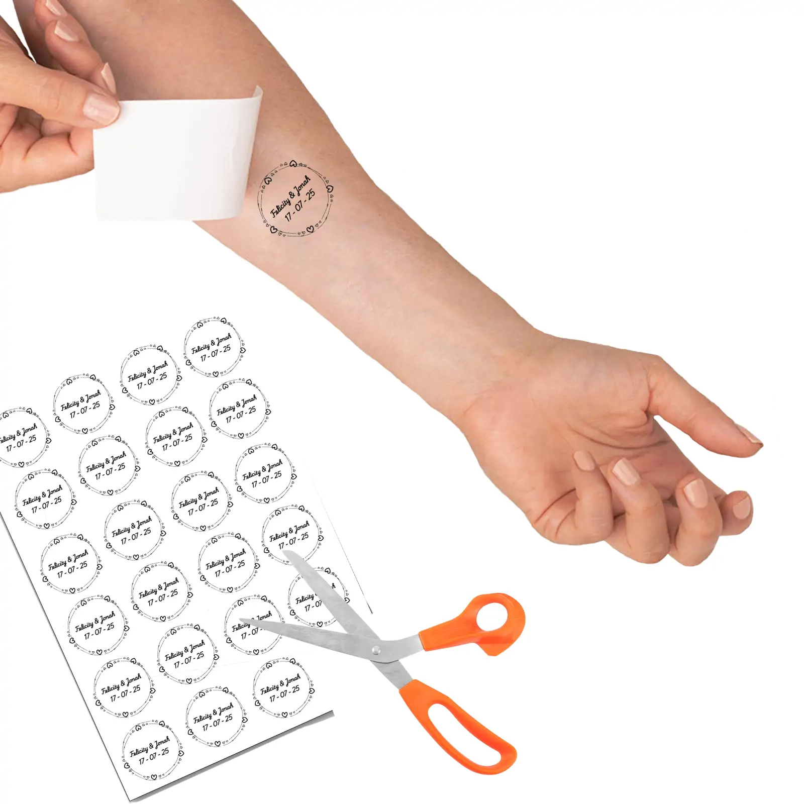 Doodle Heart Border temporary tattoo