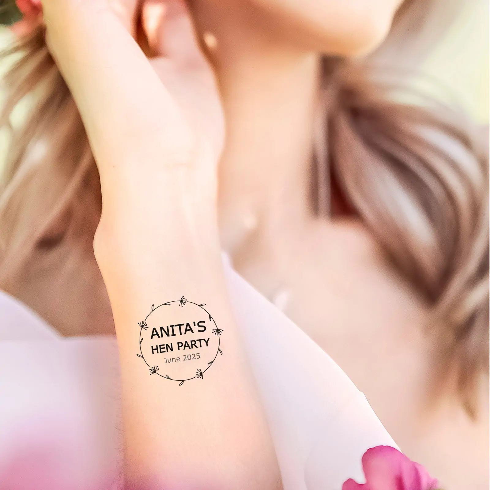 Doodle Leaf Border temporary tattoo
