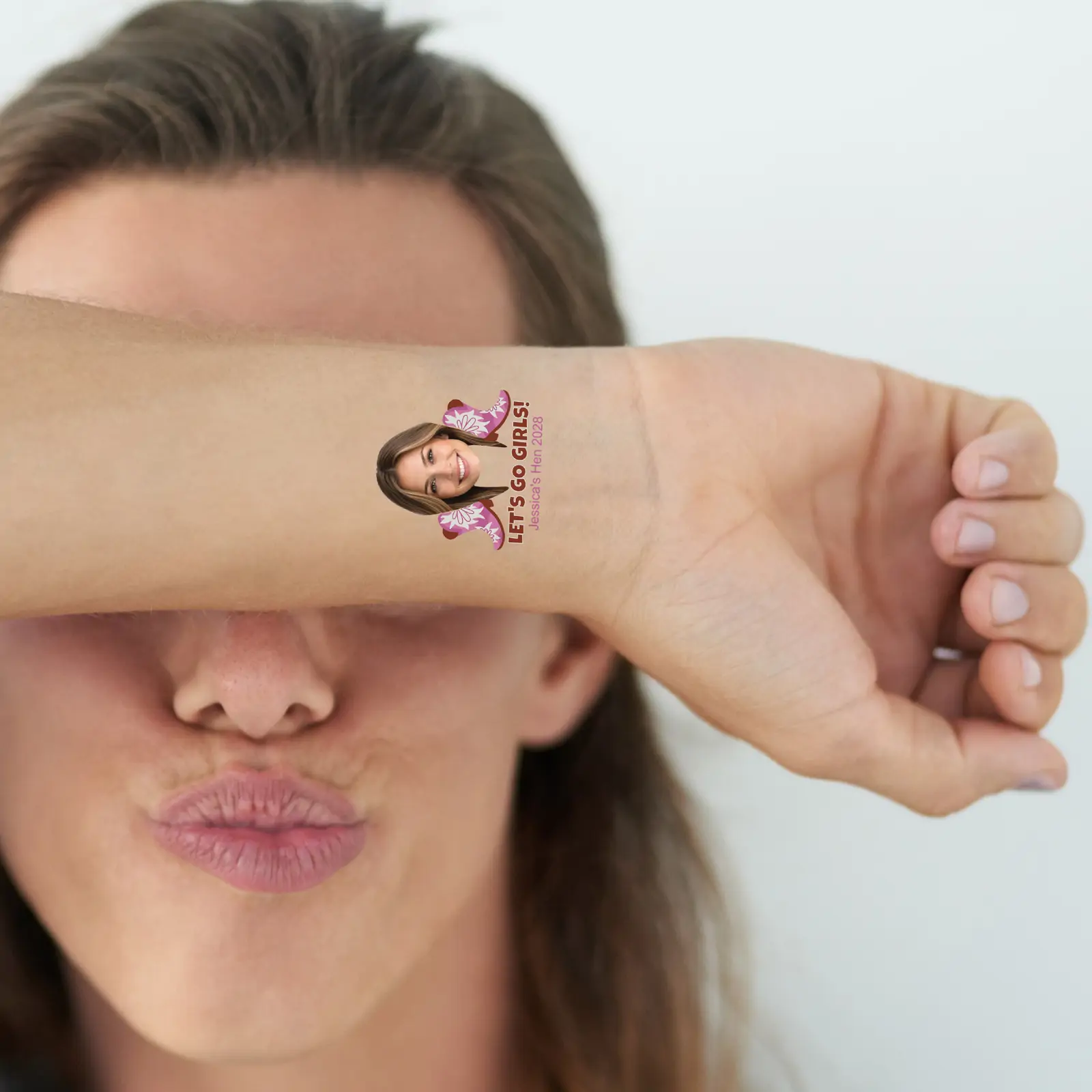 Pink Cowboy Boots temporary tattoo
