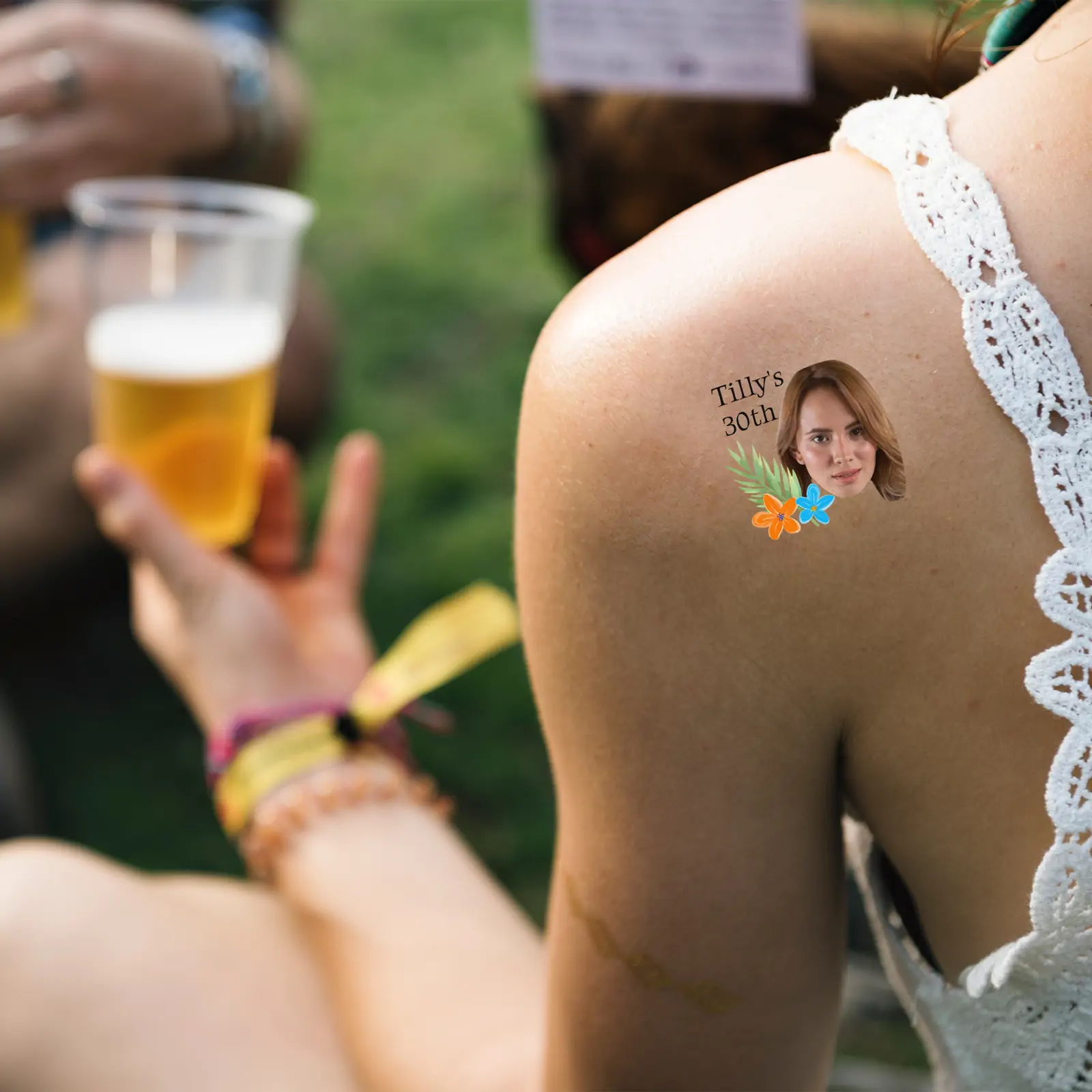 Tropical Flowers temporary tattoo