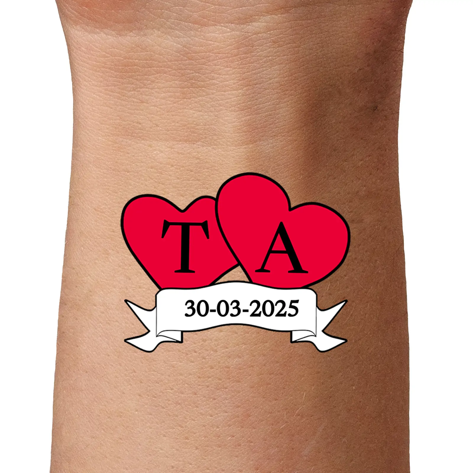 Heart Initials temporary tattoo