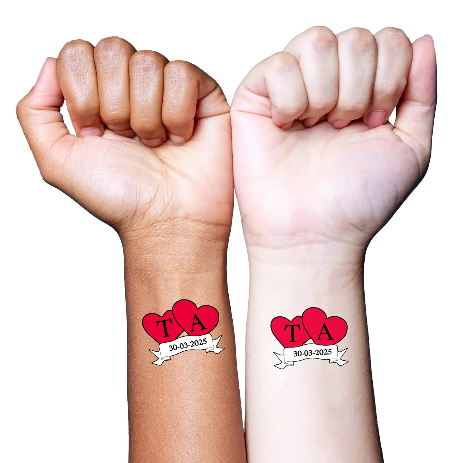 Heart Initials temporary tattoo