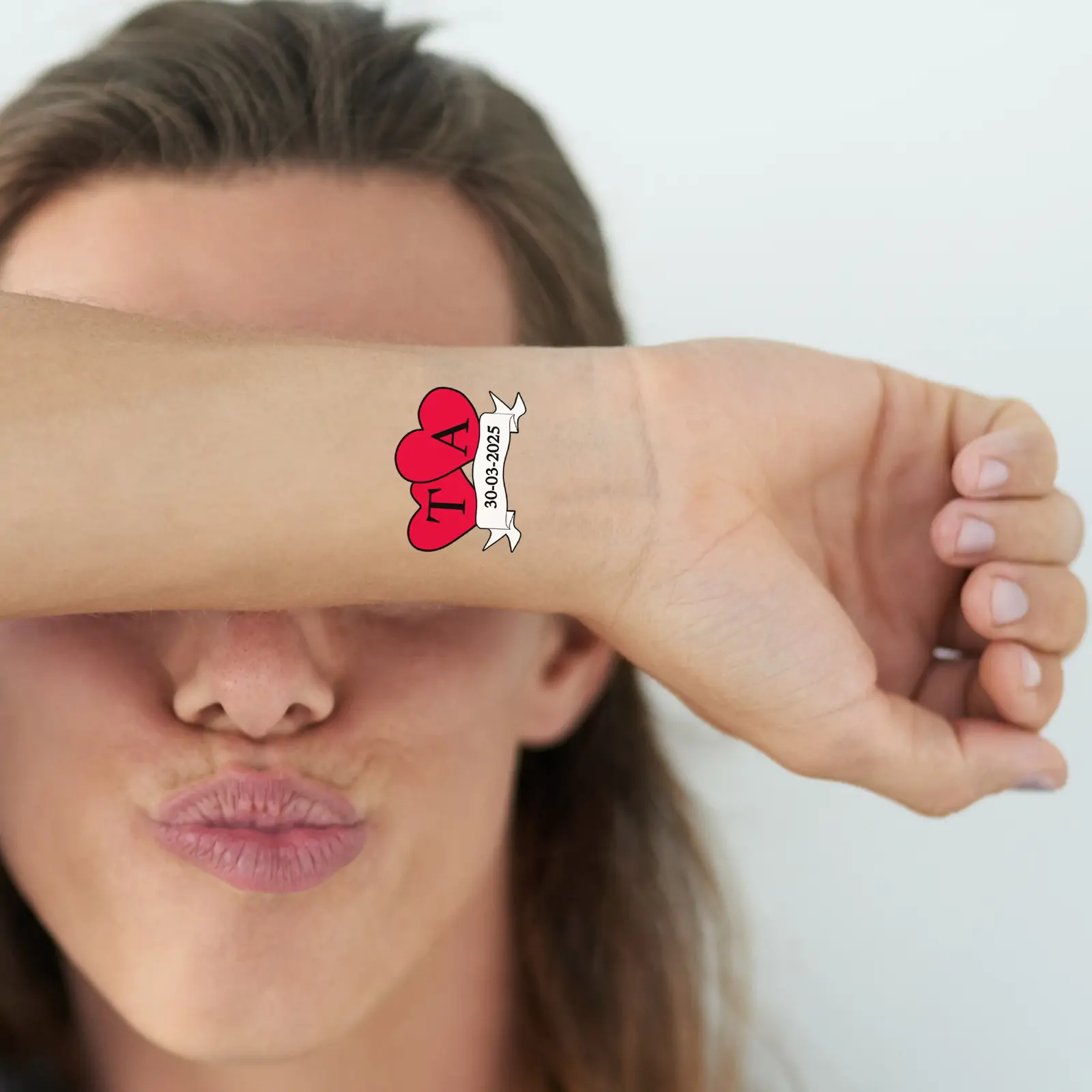 Heart Initials temporary tattoo