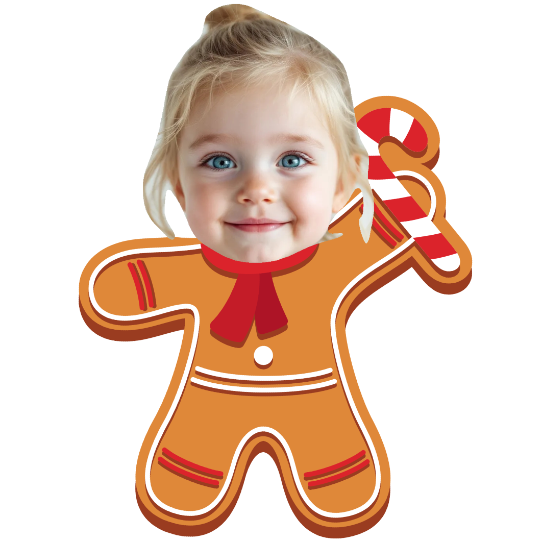 Christmas Gingerbread Kid tattoo example with a child's face