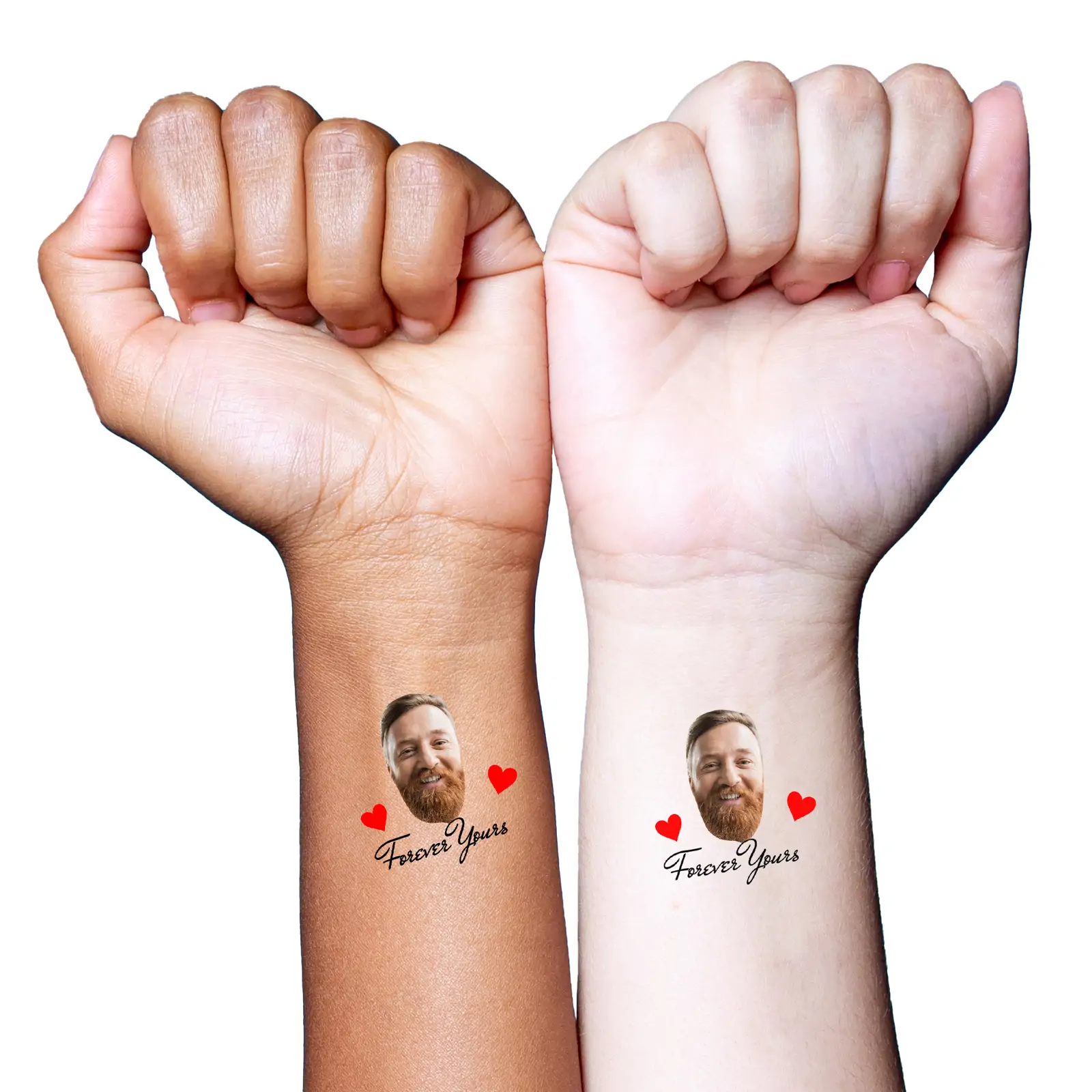 Personalised Face Temporary Tattoo with Hearts temporary tattoo