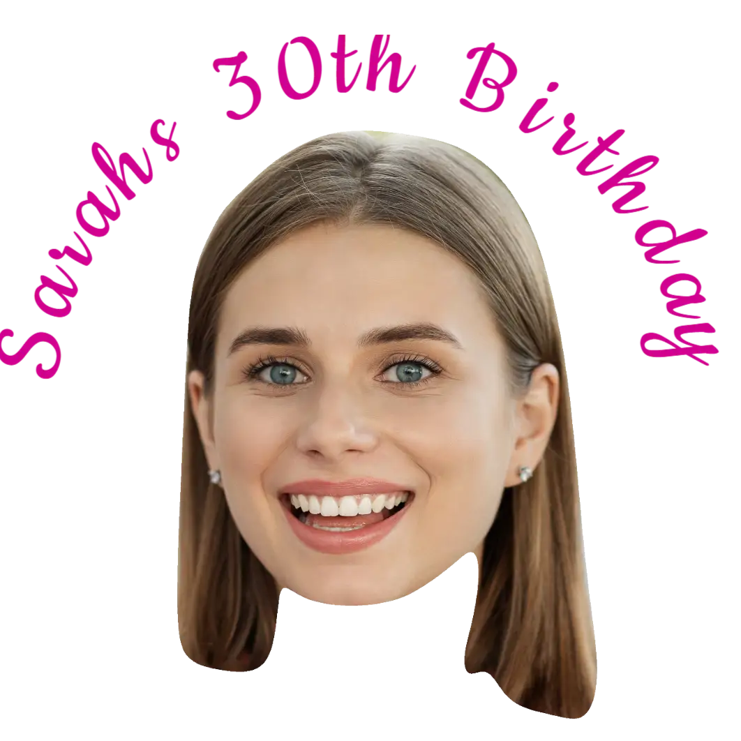 Personalised Birthday Face Tattoo with Pink Text temporary tattoo