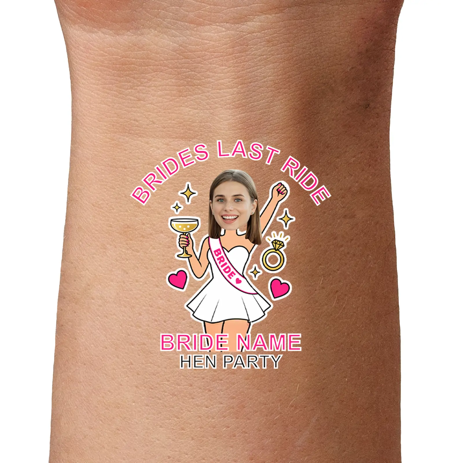 Bride’s Last Ride – Personalised Hen Party Tattoo temporary tattoo