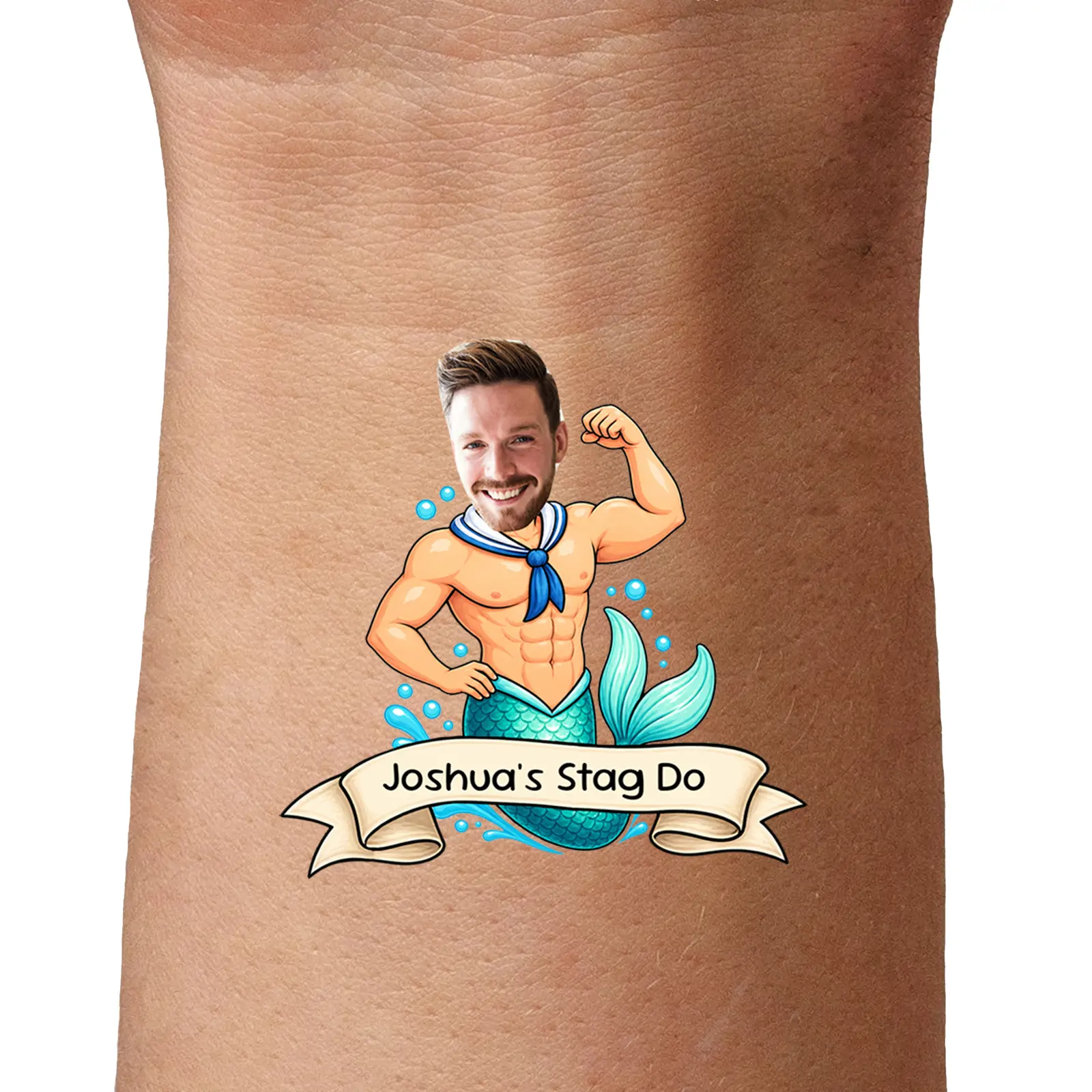 Personalised Merman Face temporary tattoo